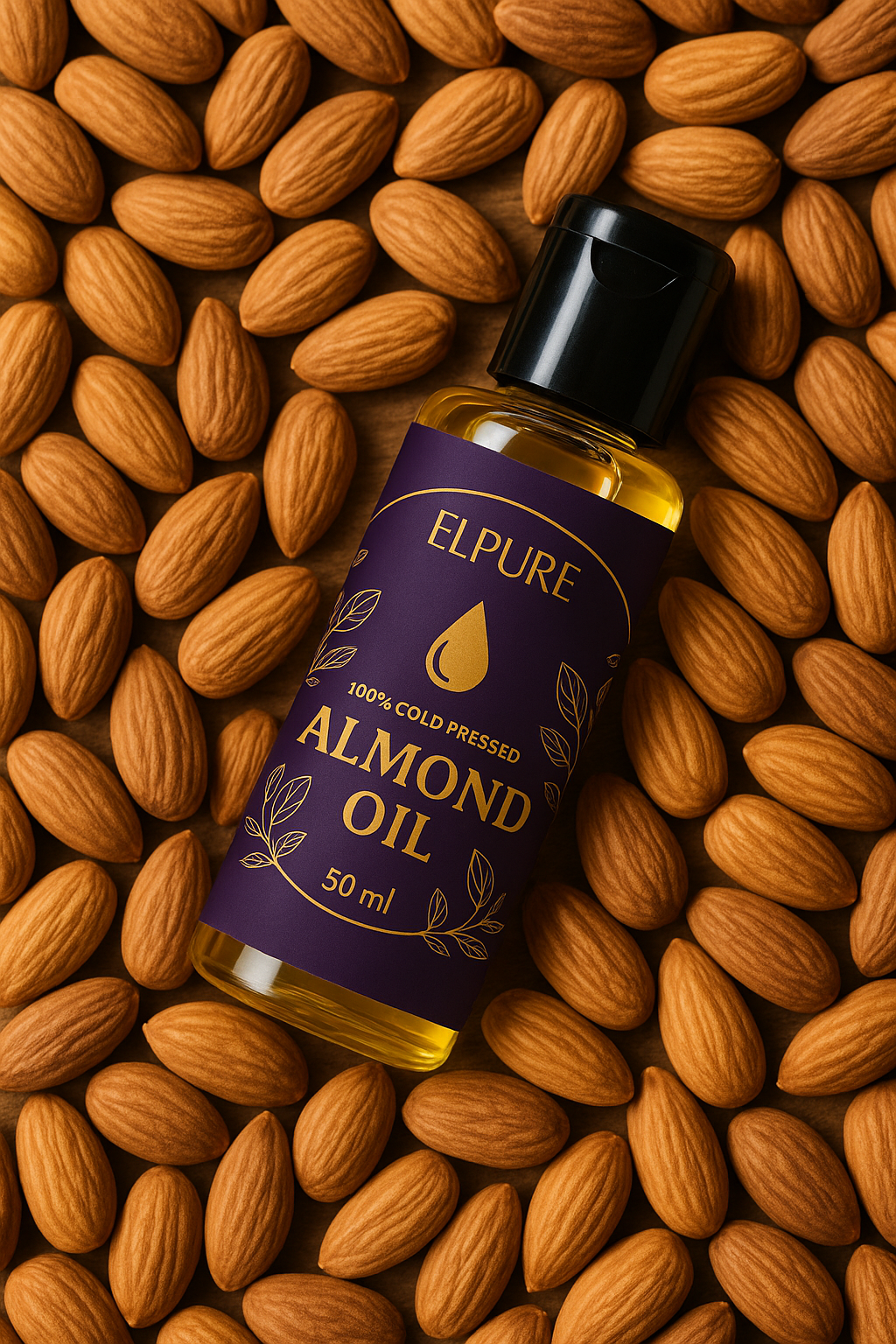 ElPure Cold-Pressed Almond Oil – 100% Pure & Natural | For Hair & Skin | Vitamin E Rich | No Chemicals or Preservatives | Pack of 2 x 50ml