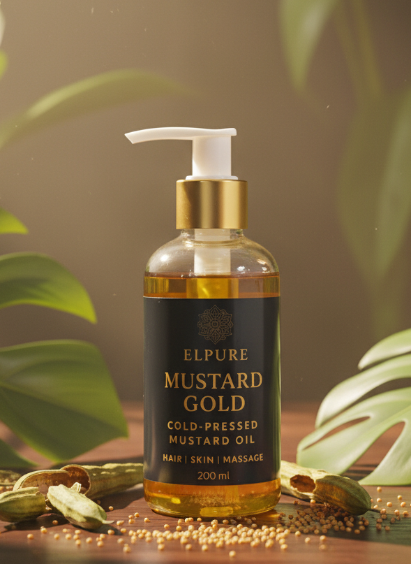 Cold Pressed Mustard Oil, 200ml, Pure Natural Chemical-Free, Rich in Antioxidants, for Skin & Hair Care