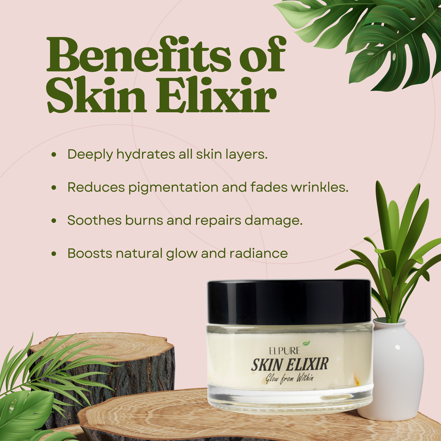 Skin Elixir Face Cream 30gm | 100-Times-Washed Ghee Moisturiser | Ayurvedic Hydration, Brightening & Anti-Aging Care | Natural Sun Protection