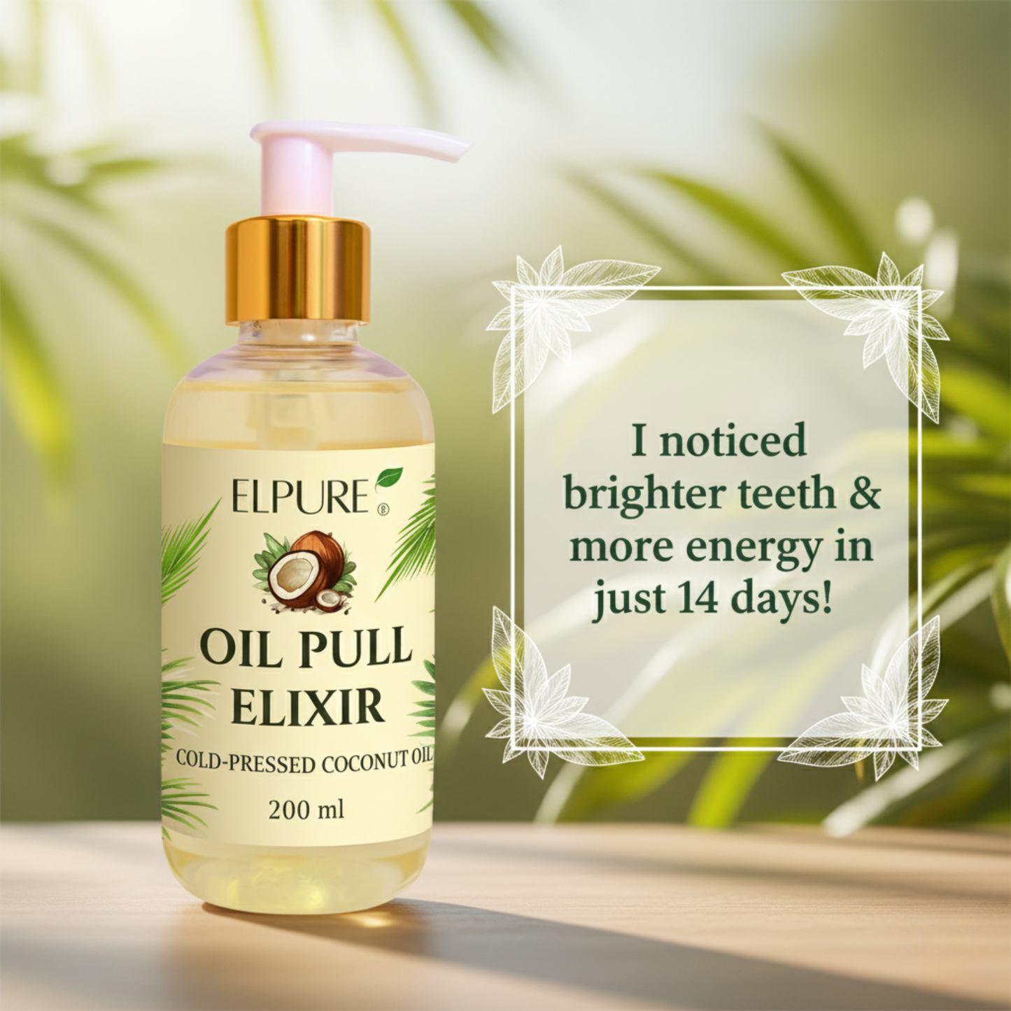 ElPure 100% Cold Pressed Coconut Oil for Oil Pulling Teeth | Natural, Chemical-Free, Gut Detox & Oral Hygiene | Premium Coconuts