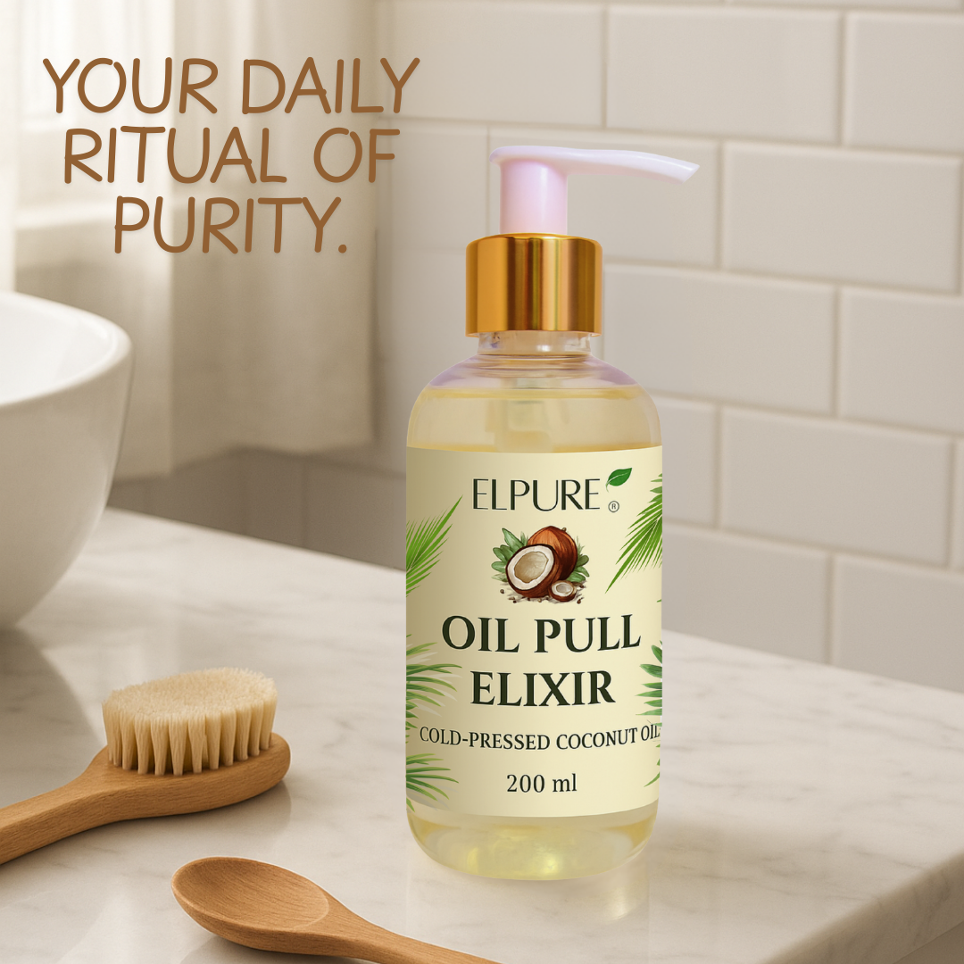 ElPure 100% Cold Pressed Coconut Oil for Oil Pulling Teeth | Natural, Chemical-Free, Gut Detox & Oral Hygiene | Premium Coconuts